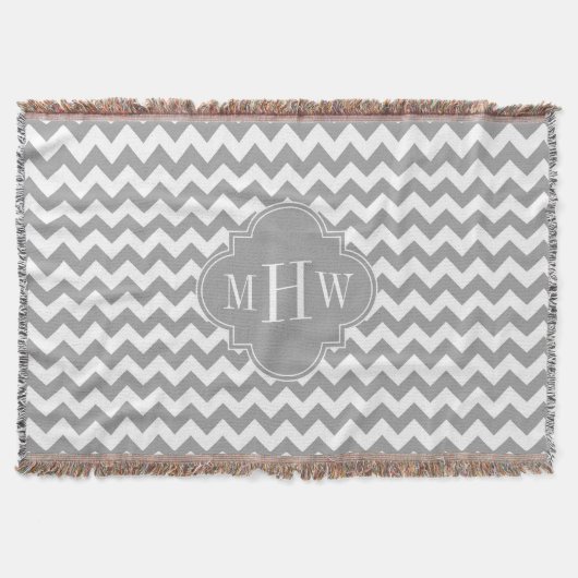 Couverture Grey What Chevron Dk Gris Quatrefoil 3 Monogramme (Devant)