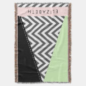 Couverture Grey Zigzag, Grey Chevron, Mint, Votre Nom (devant Vertical)