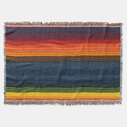 Couverture Grille colorée Faux Denim Texture (Devant)