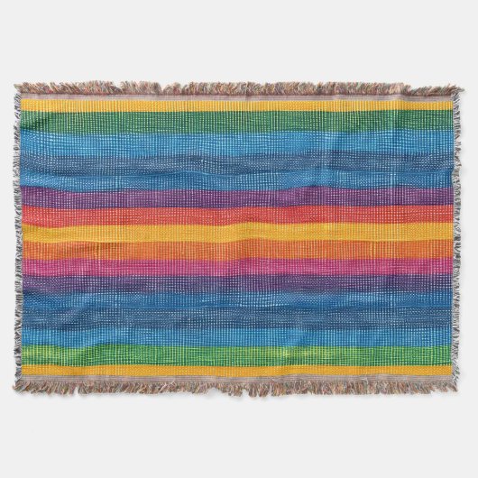 Couverture Grille colorée Faux Denim Texture (Devant)