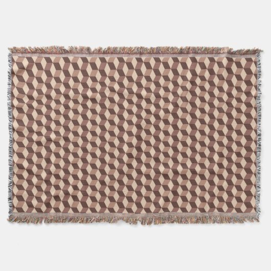 Couverture Grille Diamant moderne, Taupe, Brown et beige (Devant)