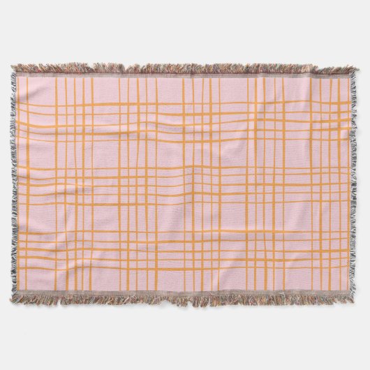 Couverture Grille mignonne Lignes Motif Pastel rose et orange (Devant)