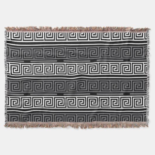 Couverture Gris Blanc Noir Clé grecque Fret Motif Design (Devant)