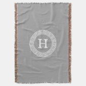 Couverture Gris foncé blanc clé grecque cadre Rnd initial Mon (devant Vertical)