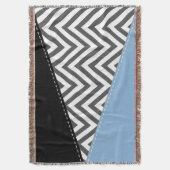 Couverture Gris Zigzag, Gris Chevron, Motif Zigzag, Bleu (devant Vertical)