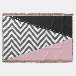Couverture Gris Zigzag, Gris Chevron, Motif Zigzag, Rose