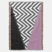 Couverture Gris Zigzag, Gris Chevron, Motif Zigzag, Violet (devant Vertical)