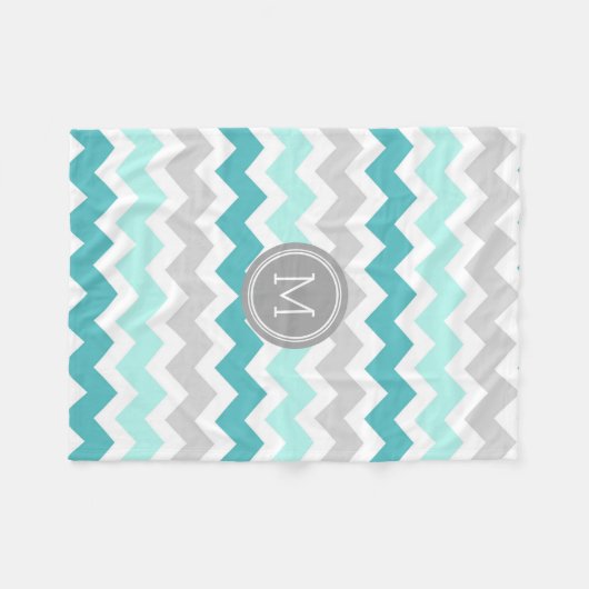 Couverture grise de monogramme de motif de Chevron (Devant (Horizontal))