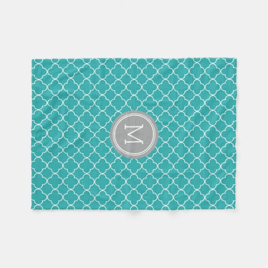 Couverture grise turquoise de monogramme de motif (Devant (Horizontal))