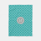 Couverture grise turquoise de monogramme de motif (Devant)