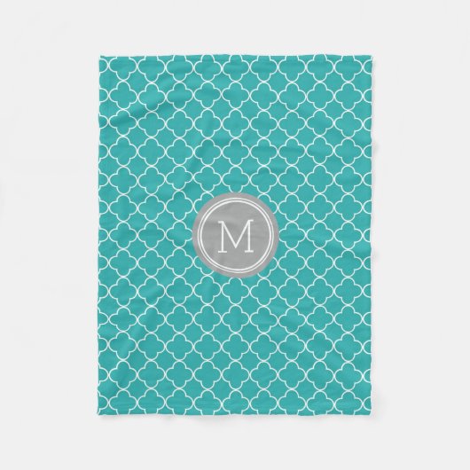 Couverture grise turquoise de monogramme de motif (Devant)