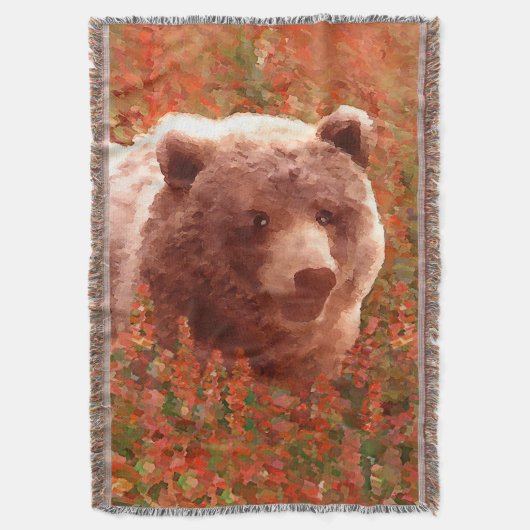 Couverture Grizzly Bear Cub dans Fireweed Peinture Art de la (devant Vertical)