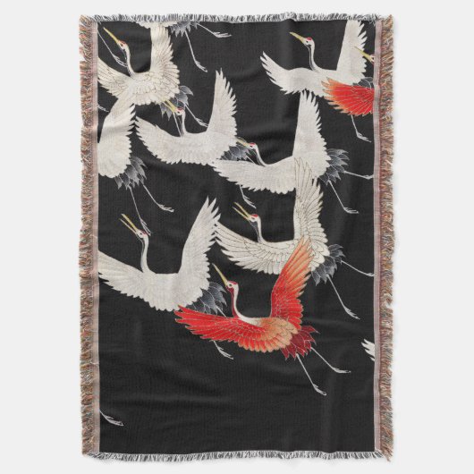 Couverture Grues volantes : Japonais Bird Kimono Art (devant Vertical)