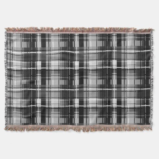 Couverture Grund Black Blanc Flannel Plaid Tartan Design (Devant)