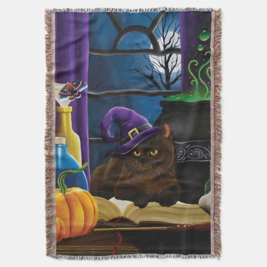 Couverture Halloween sorcière chat violet magie (devant Vertical)