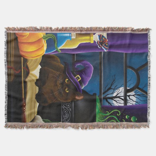 Couverture Halloween sorcière chat violet magie (Devant)