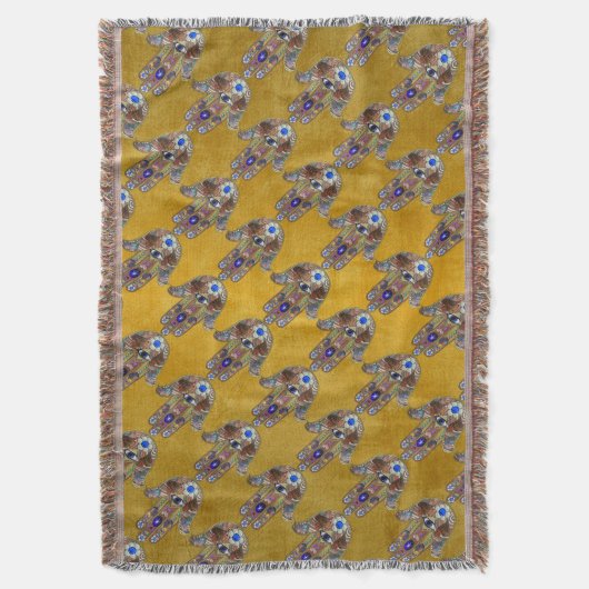 Couverture Hamsa Coeurs Fleurs Opal Art sur Or (devant Vertical)