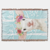 Couverture Happy Animal avec Fleurs en Bleu Forêt-Mouton (Devant)