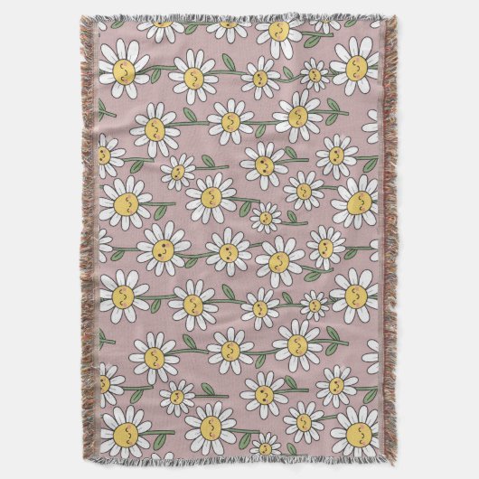 Couverture Happy Daisy Smiles Pink Floral Pattern (devant Vertical)