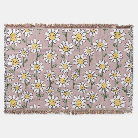 Couverture Happy Daisy Smiles Pink Floral Pattern (Devant)
