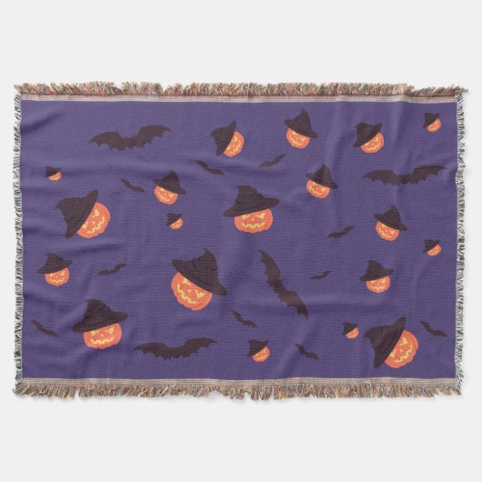 Couverture Happy Halloween Citrouille & chauves-souris lancer (Devant)