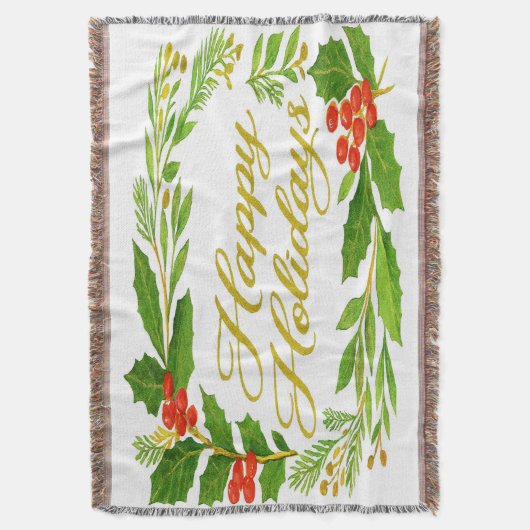 Couverture 'Happy Holidays' Throw Blanket (devant Vertical)