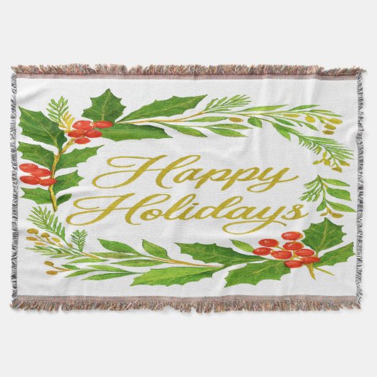 Couverture 'Happy Holidays' Throw Blanket (Devant)