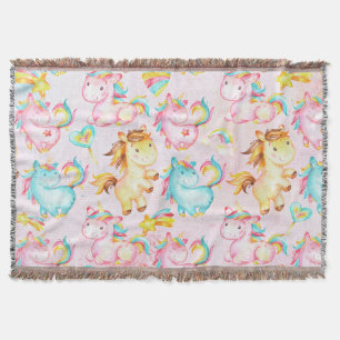 Couverture Happy Unicorns Motif-Unicorn Amour en rose