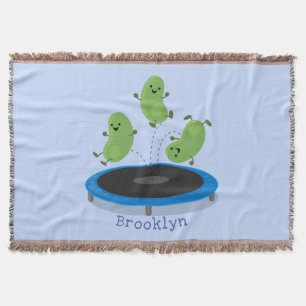 Couverture Haricots verts mignons sur dessin animé trampoline
