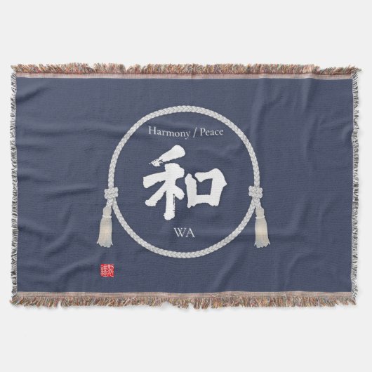 Couverture Harmony & Peace – Japanese Kanji Throw Blanket (Devant)
