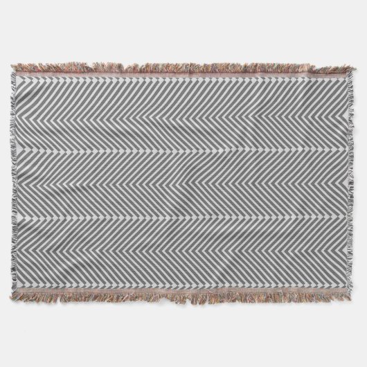 Couverture Herringbone Gris et blanc Motif moderne (Devant)