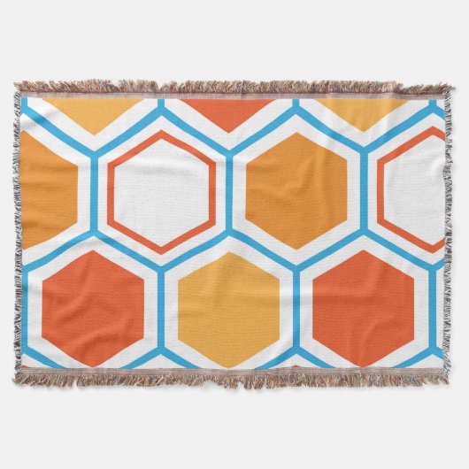 Couverture hexagone en orange, bleu et blanc (Devant)