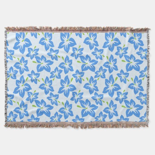 Couverture Hibiscus Bleu, Fleurs Bleues, Motif De Fleurs (Devant)