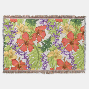 Couverture Hibiscus et orchidées hawaïens tropicaux de Keleah