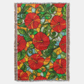 Couverture Hibiscus Faux Vitrail Orange Or Rouge (devant Vertical)