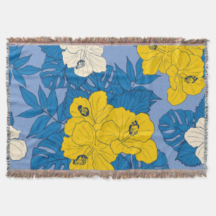 Couverture Hibiscus fleurs et feuilles