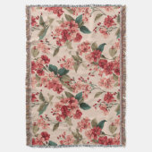 Couverture Hibiscus Floral Rose sur Rouge (devant Vertical)