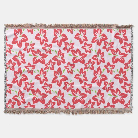 Couverture Hibiscus Rouge, Fleurs Rouges, Motif De Fleurs (Devant)