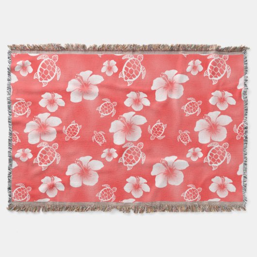 Couverture Hibiscus rouge Honu Motif hawaïen (Devant)