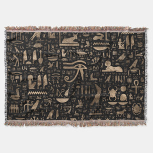 Couverture Hiéroglyphes égyptiens anciens - Noir et or