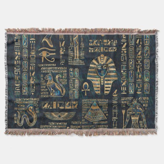 Couverture Hiéroglyphes et divinités égyptiens - ormeau et or (Devant)