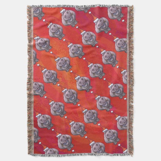 Couverture Hippo mignon à Santa Hat Motif en rouge (devant Vertical)