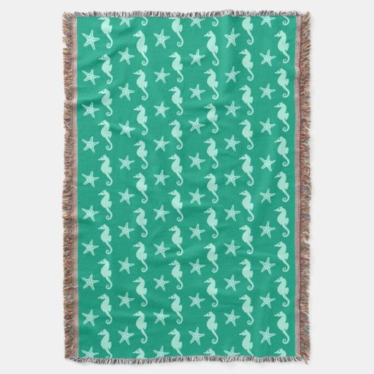 Couverture Hippocampe et poisson d'eau - vert turquoise et ma (devant Vertical)