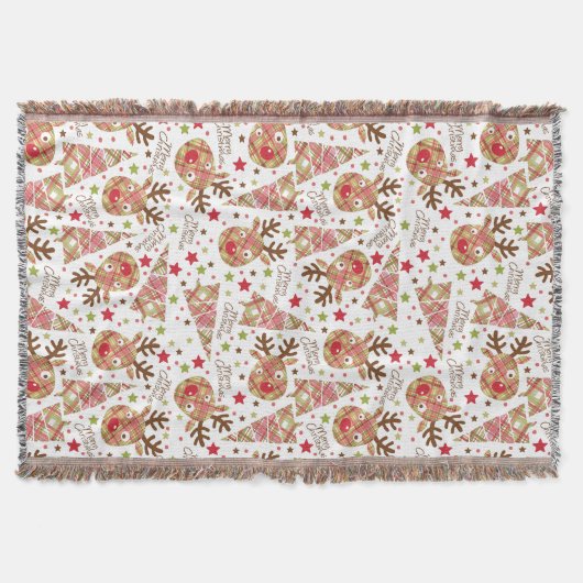 Couverture Homespun Joyeux Motif de Noël (Devant)