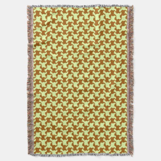Couverture Houndstooth en ocre jaune avec chiens Jeter la cou (devant Vertical)