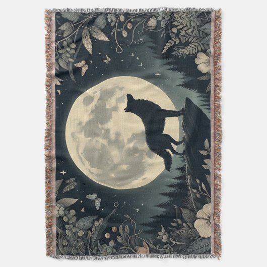 Couverture Howling Wolf Tassel Jeter Blanket (devant Vertical)