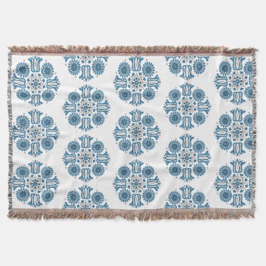 Couverture Hungarian Blue Folk Tulip Woven (Devant)