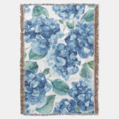 Couverture Hydrangea Blues | Motif Fleur Fleurs Aquarelle (devant Vertical)