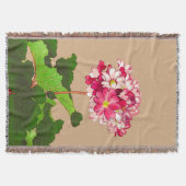 Couverture Hydrangée japonaise vintage. Rose et vert (Devant)