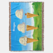 Couverture Ice Cream Cone - Hot Air Balloon Whimsical Art (devant Vertical)